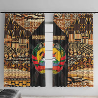 Mozambique Window Curtain with Black Brown Tribal Design and National Emblem - Wonder Print Shop