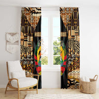 Mozambique Window Curtain with Black Brown Tribal Design and National Emblem - Wonder Print Shop