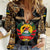 Mozambique Women Casual Shirt with Black Brown Tribal Design and National Emblem - Wonder Print Shop