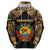 Mozambique Zip Hoodie with Black Brown Tribal Design and National Emblem - Wonder Print Shop