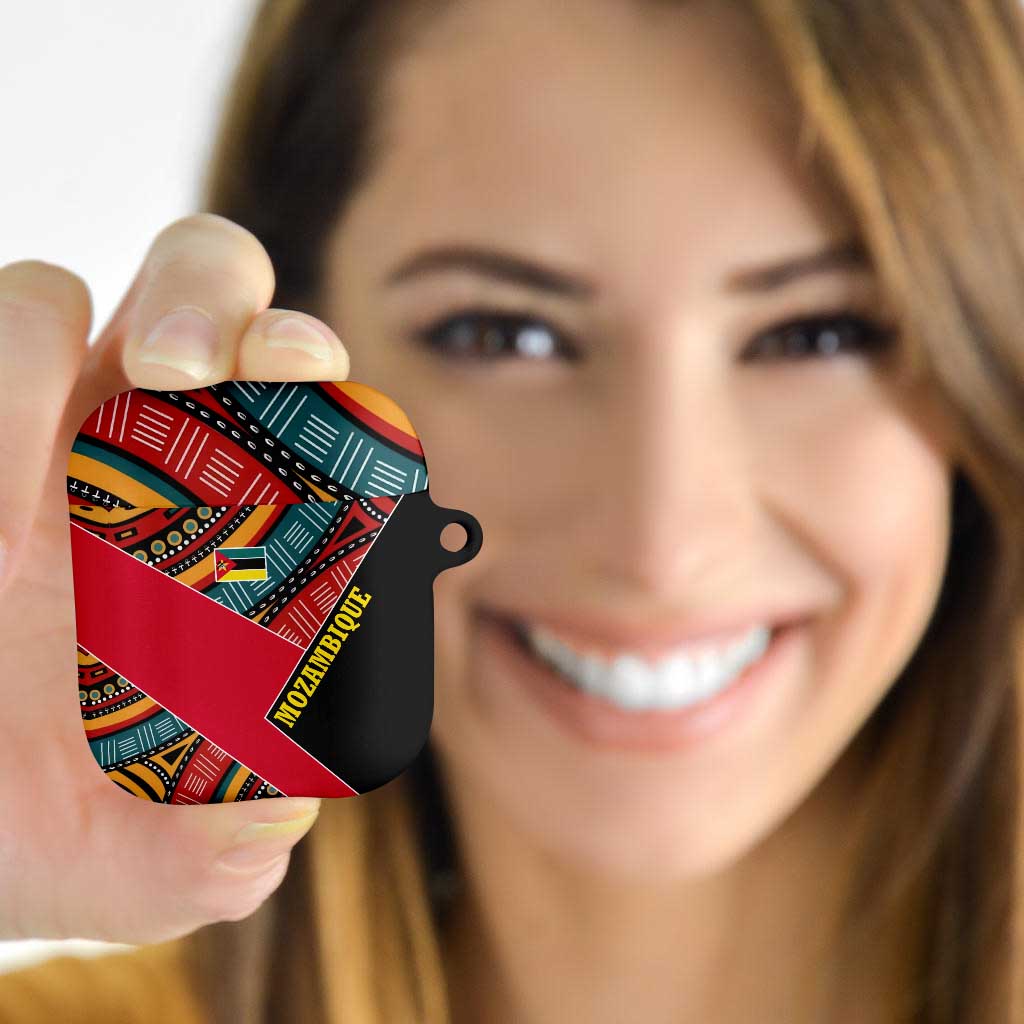 Mozambique AirPods Case with Red Black Geometric Design and Tribal Pattern - Wonder Print Shop
