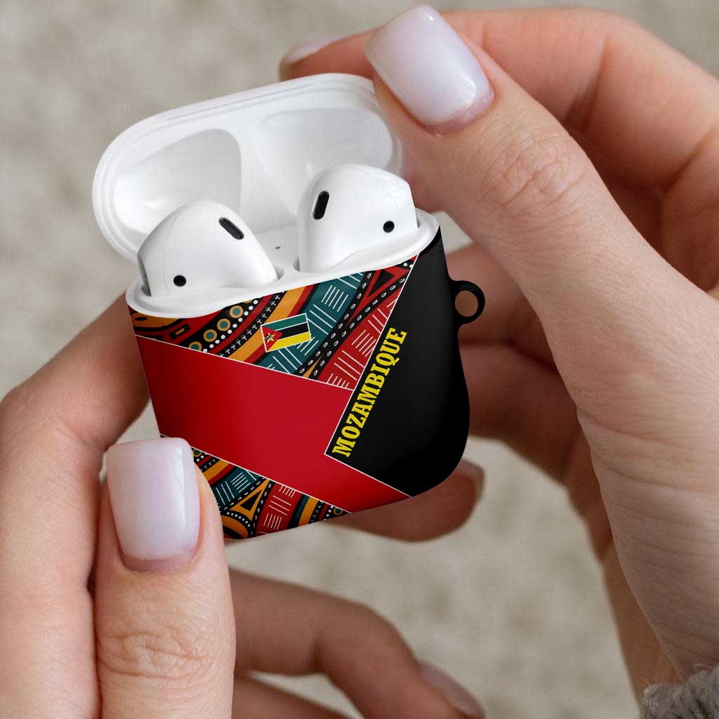 Mozambique AirPods Case with Red Black Geometric Design and Tribal Pattern - Wonder Print Shop