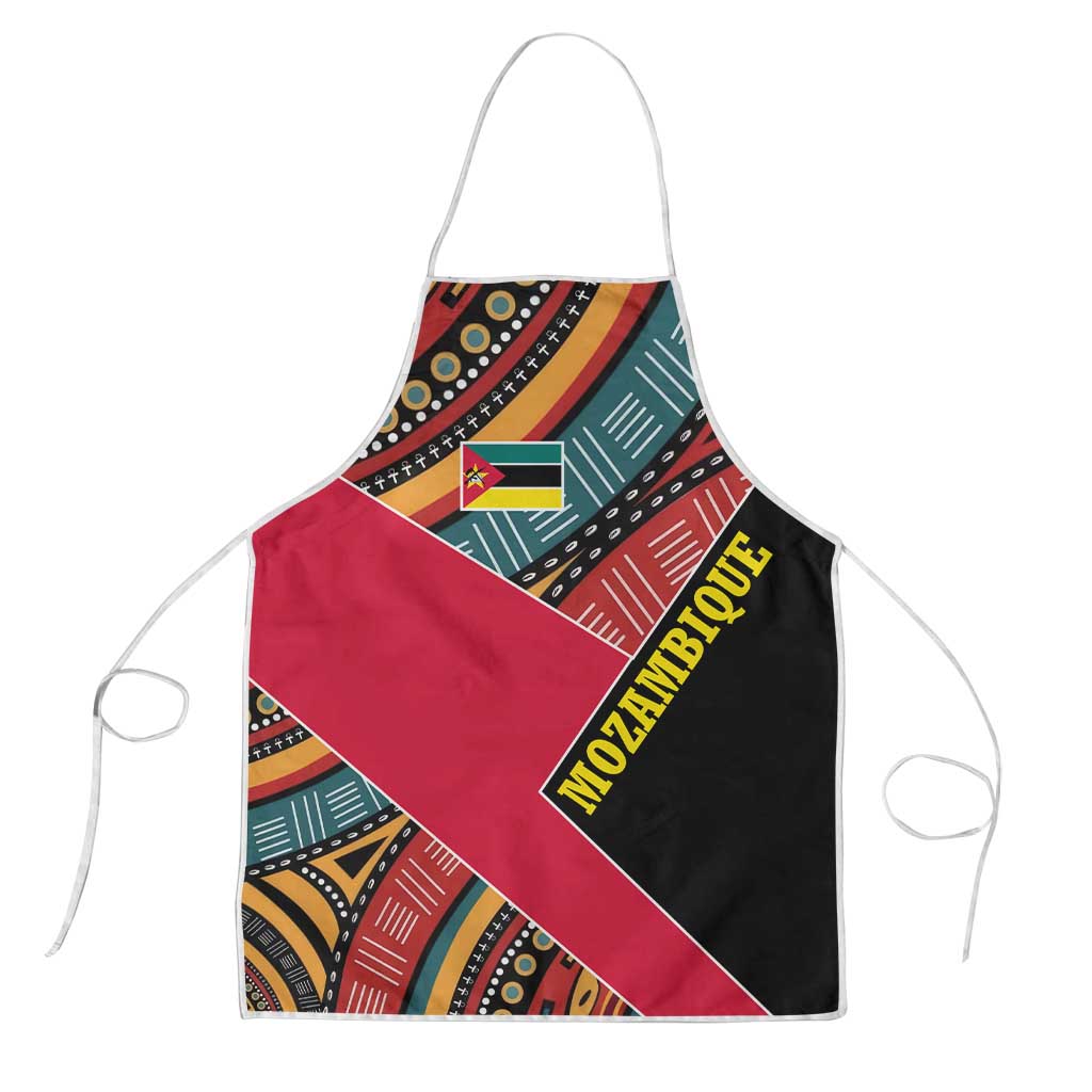 Mozambique Apron with Red Black Geometric Design and Tribal Pattern - Wonder Print Shop