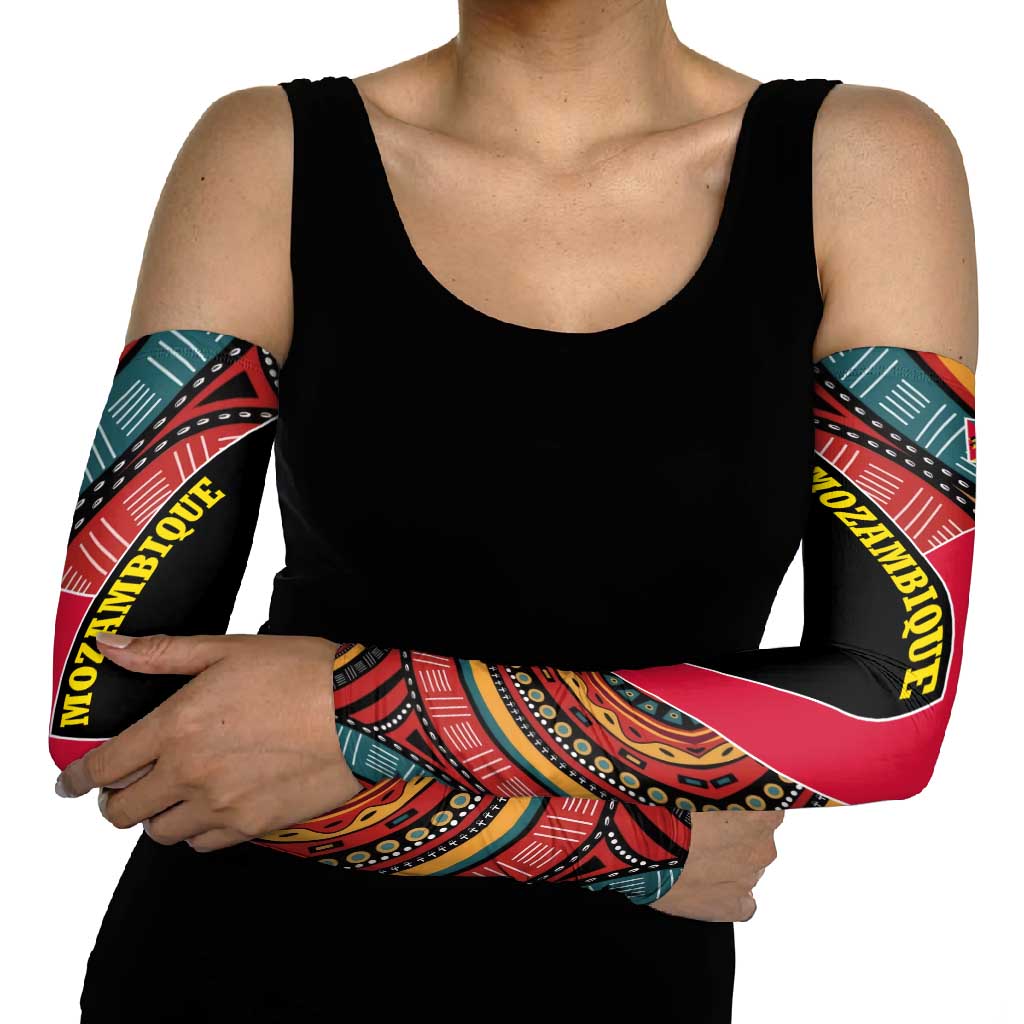 Mozambique Arm Sleeves with Red Black Geometric Design and Tribal Pattern - Wonder Print Shop