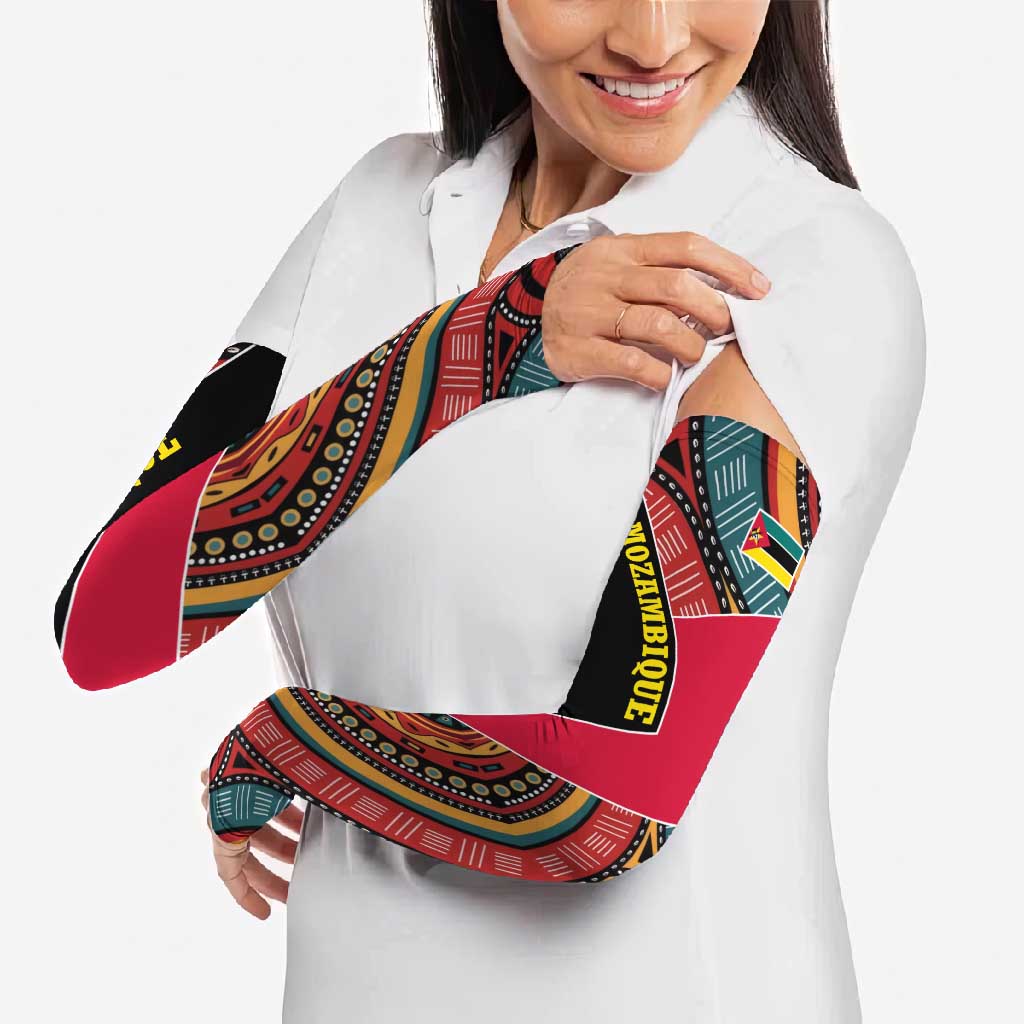 Mozambique Arm Sleeves with Red Black Geometric Design and Tribal Pattern - Wonder Print Shop