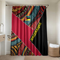 Mozambique Bathroom Set with Red Black Geometric Design and Tribal Pattern - Wonder Print Shop