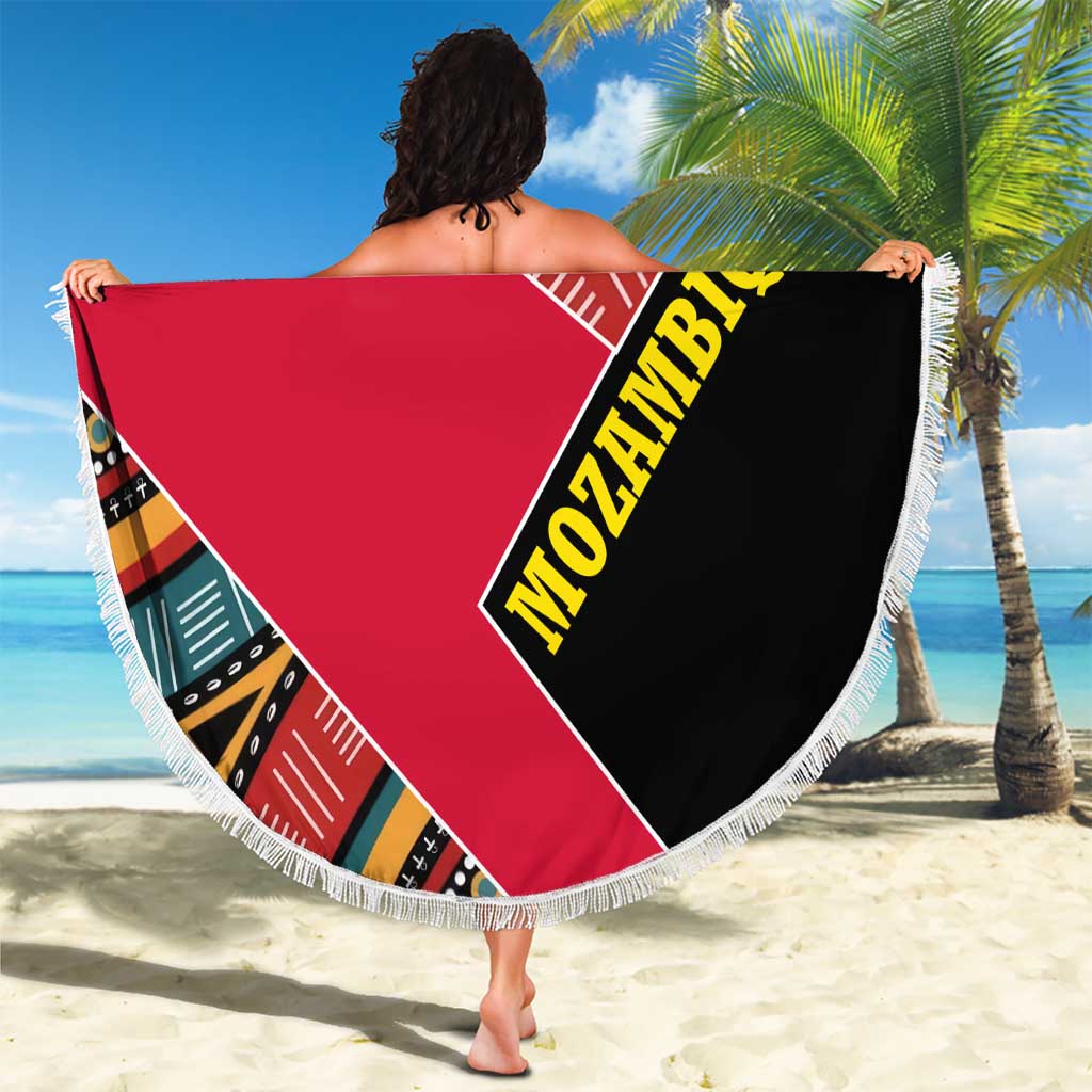 Mozambique Beach Blanket with Red Black Geometric Design and Tribal Pattern - Wonder Print Shop