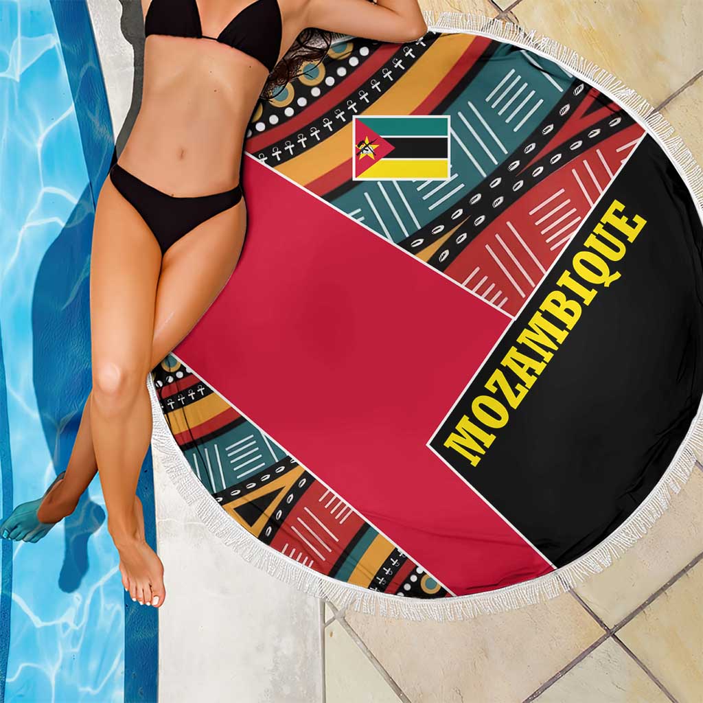 Mozambique Beach Blanket with Red Black Geometric Design and Tribal Pattern - Wonder Print Shop