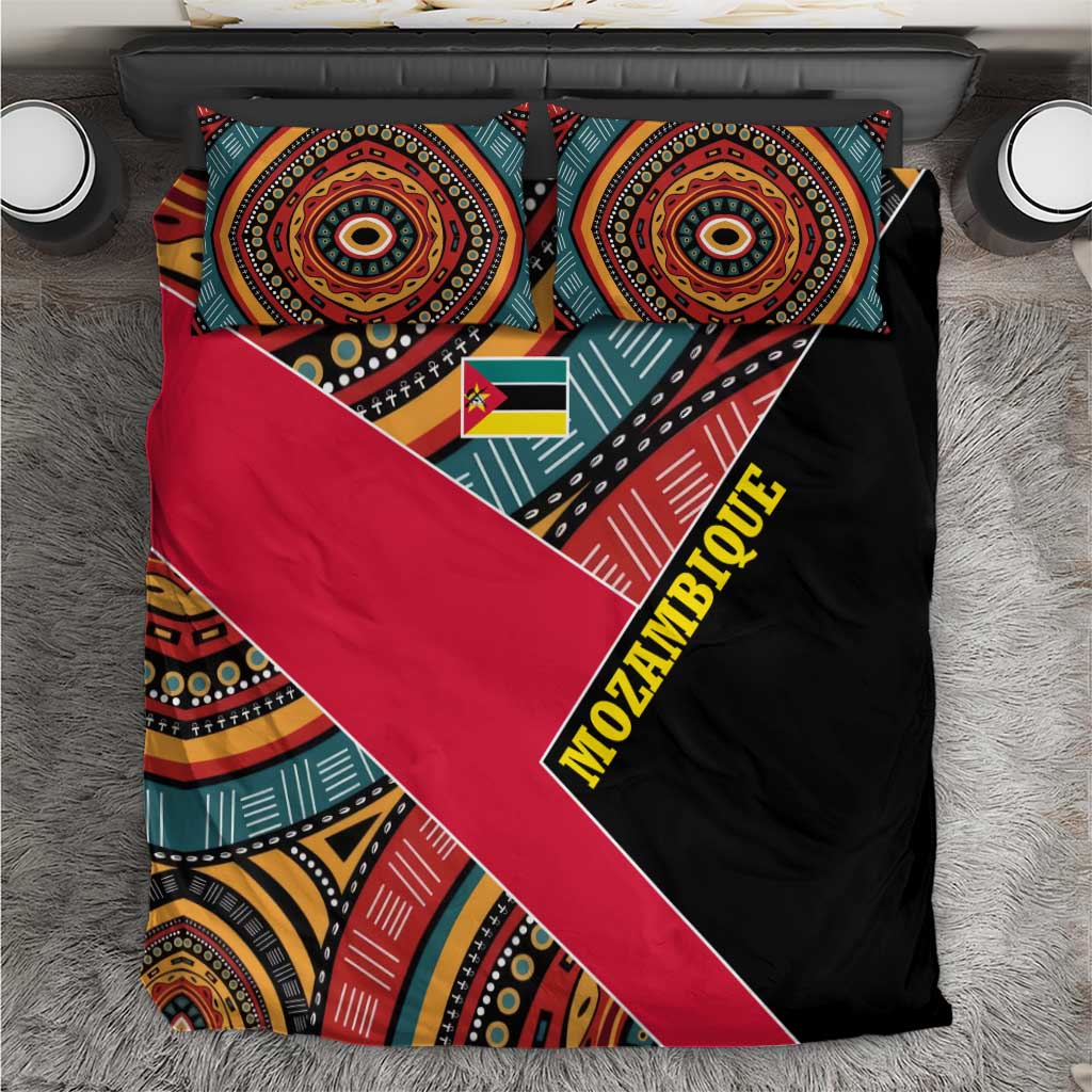 Mozambique Bedding Set with Red Black Geometric Design and Tribal Pattern - Wonder Print Shop