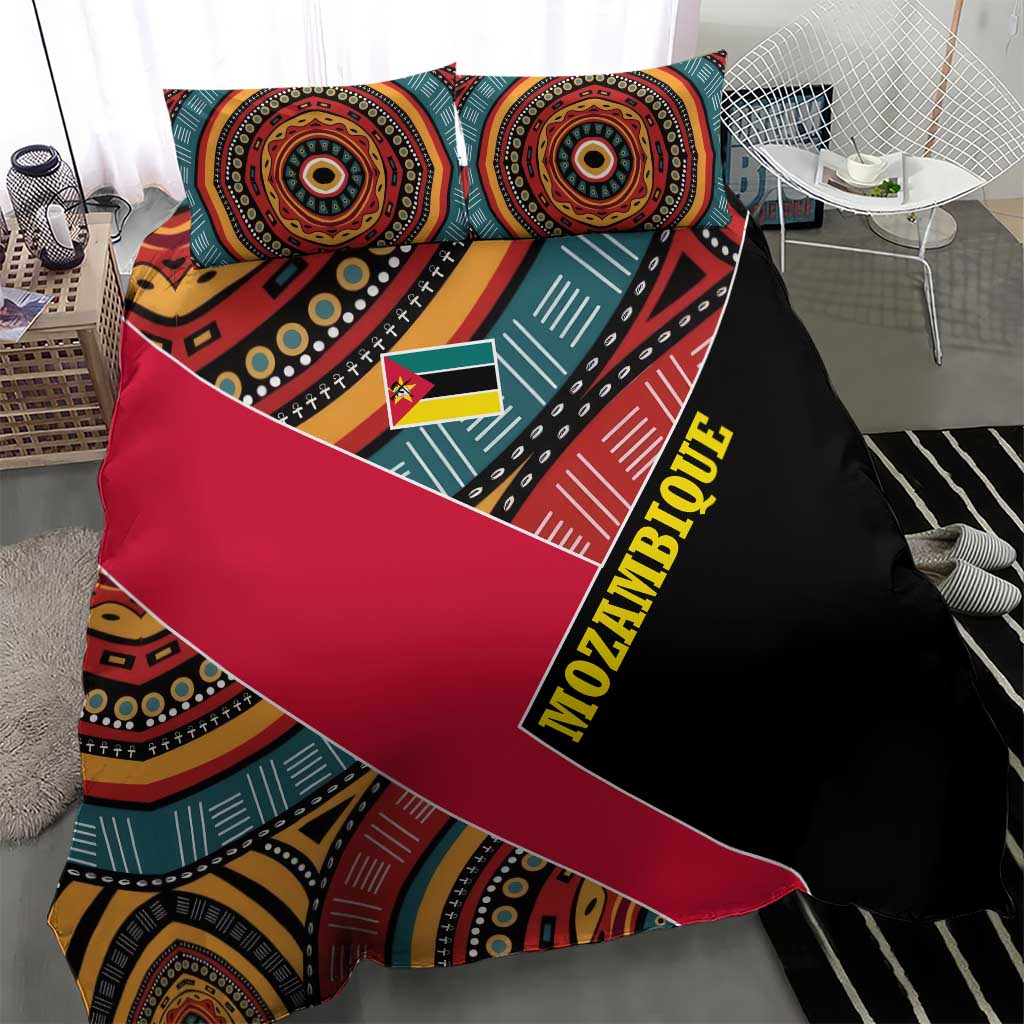 Mozambique Bedding Set with Red Black Geometric Design and Tribal Pattern - Wonder Print Shop