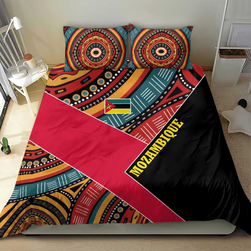 Mozambique Bedding Set with Red Black Geometric Design and Tribal Pattern - Wonder Print Shop