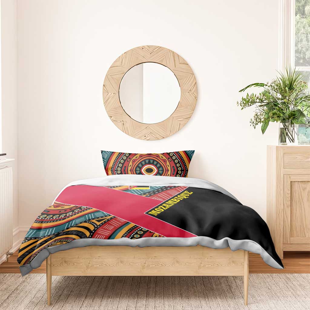 Mozambique Bedding Set with Red Black Geometric Design and Tribal Pattern - Wonder Print Shop