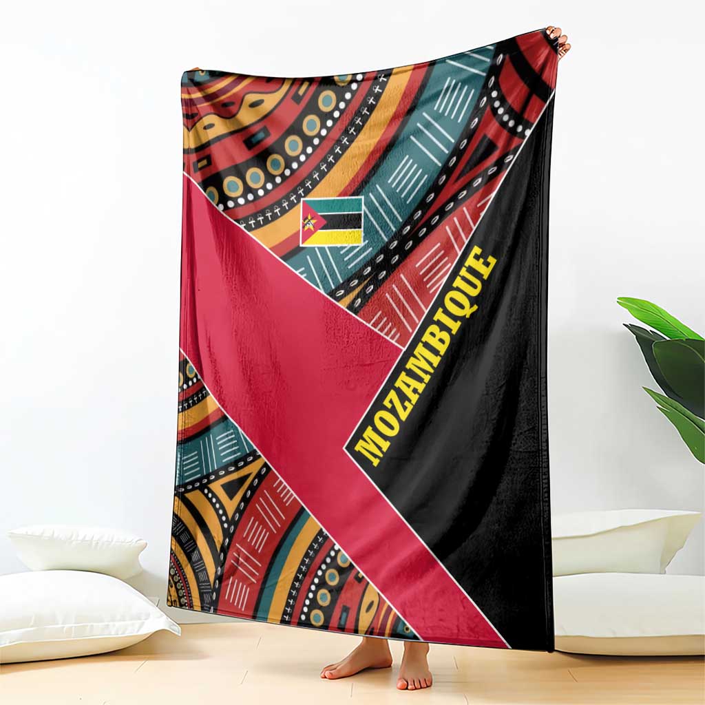 Mozambique Blanket with Red Black Geometric Design and Tribal Pattern - Wonder Print Shop