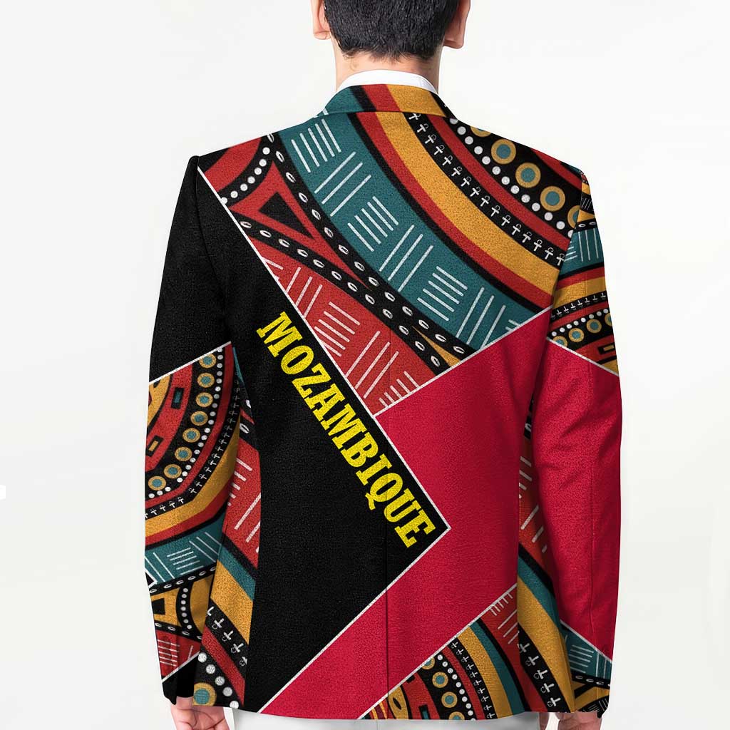 Mozambique Blazer with Red Black Geometric Design and Tribal Pattern - Wonder Print Shop