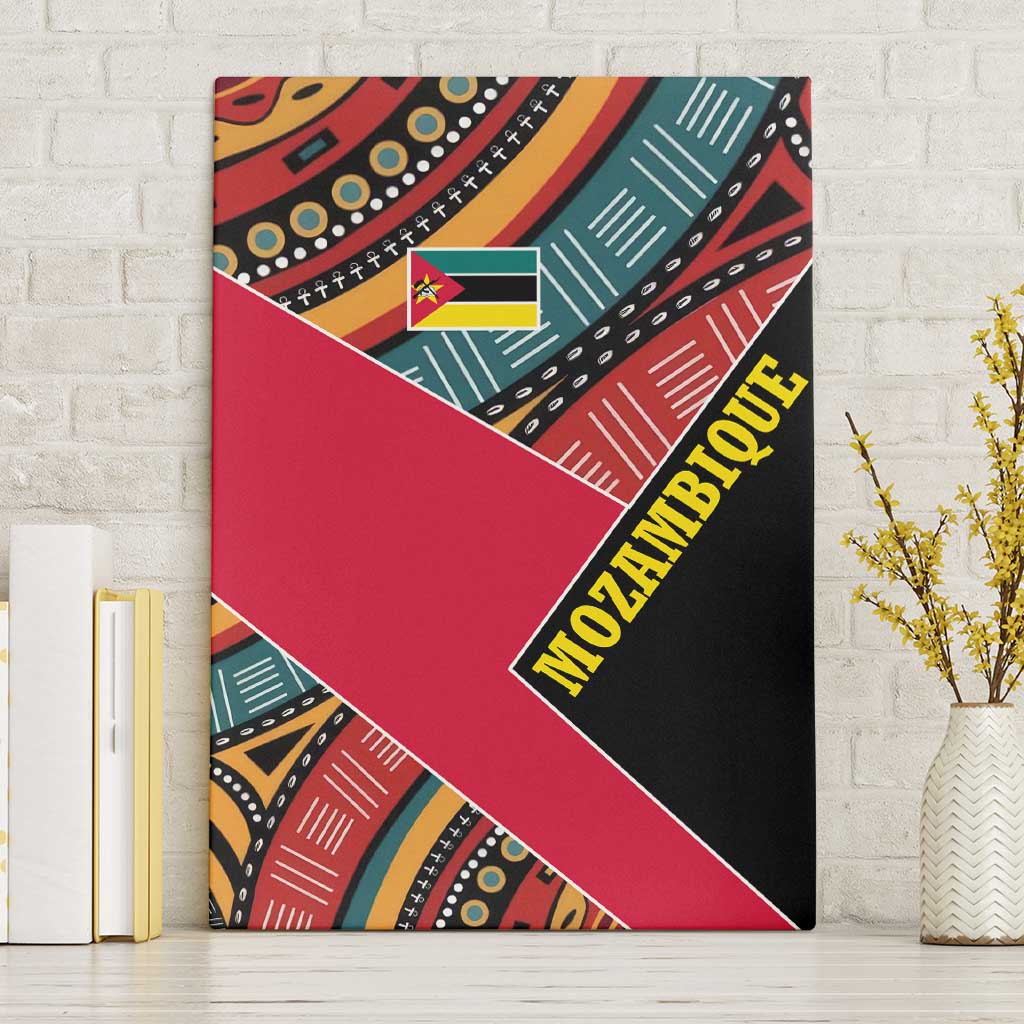 Mozambique Canvas Wall Art with Red Black Geometric Design and Tribal Pattern - Wonder Print Shop
