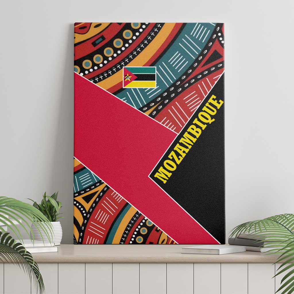 Mozambique Canvas Wall Art with Red Black Geometric Design and Tribal Pattern - Wonder Print Shop
