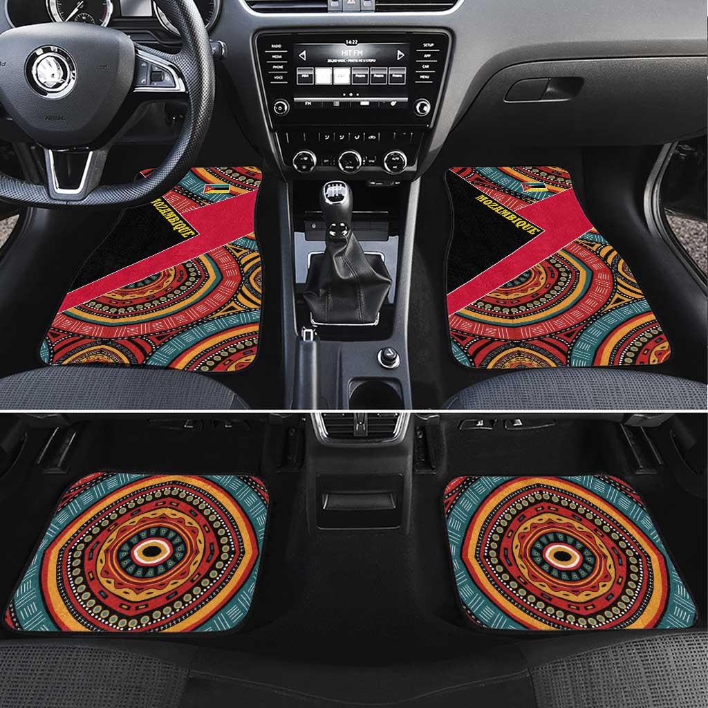 Mozambique Car Mats with Red Black Geometric Design and Tribal Pattern - Wonder Print Shop