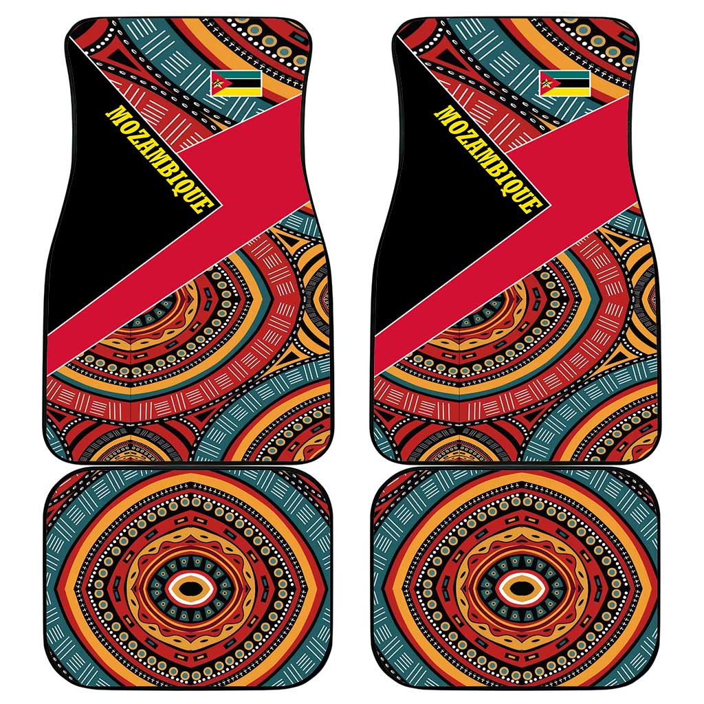Mozambique Car Mats with Red Black Geometric Design and Tribal Pattern - Wonder Print Shop