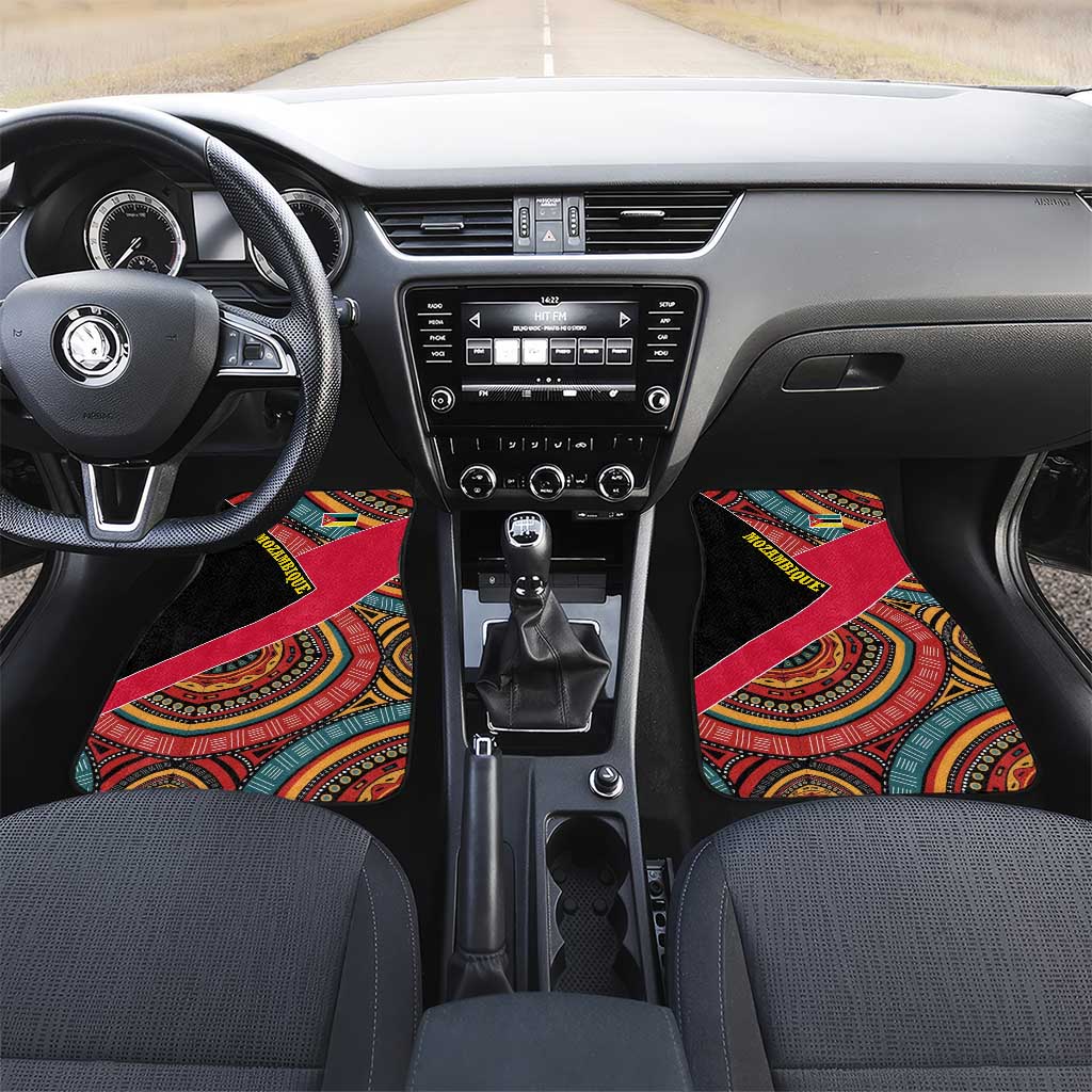 Mozambique Car Mats with Red Black Geometric Design and Tribal Pattern - Wonder Print Shop