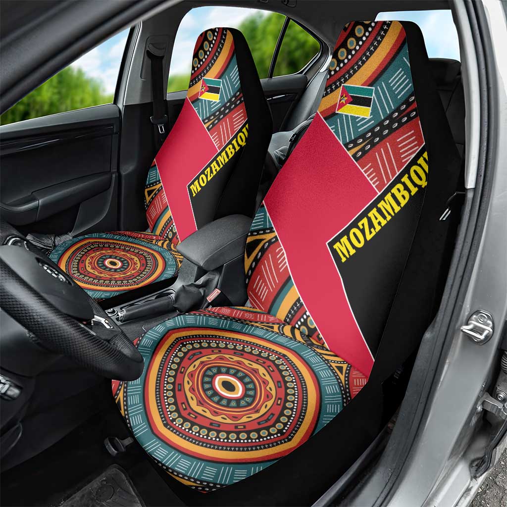 Mozambique Car Seat Cover with Red Black Geometric Design and Tribal Pattern - Wonder Print Shop