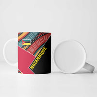 Mozambique Ceramic Mug with Red Black Geometric Design and Tribal Pattern - Wonder Print Shop