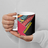 Mozambique Ceramic Mug with Red Black Geometric Design and Tribal Pattern - Wonder Print Shop