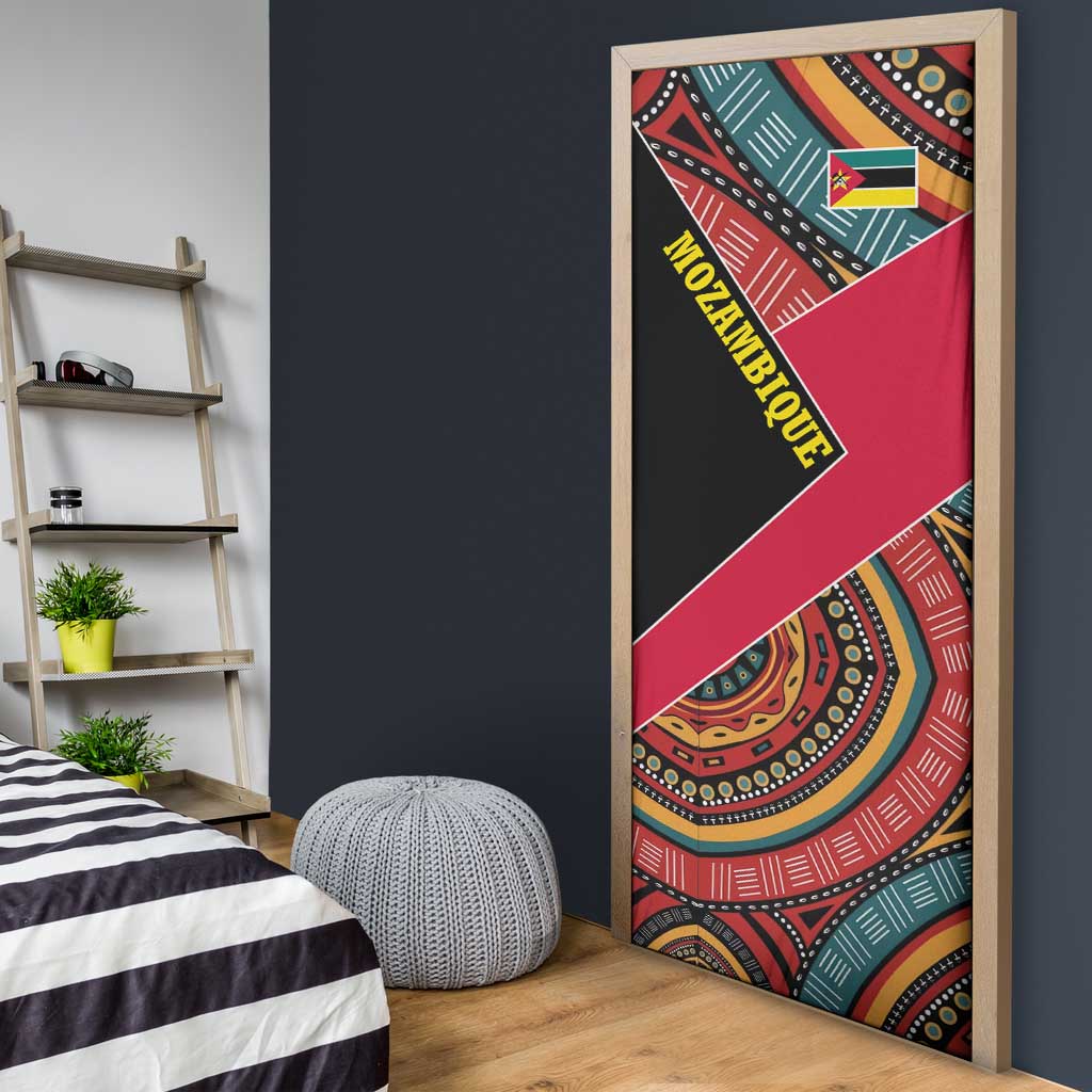Mozambique Door Cover with Red Black Geometric Design and Tribal Pattern - Wonder Print Shop