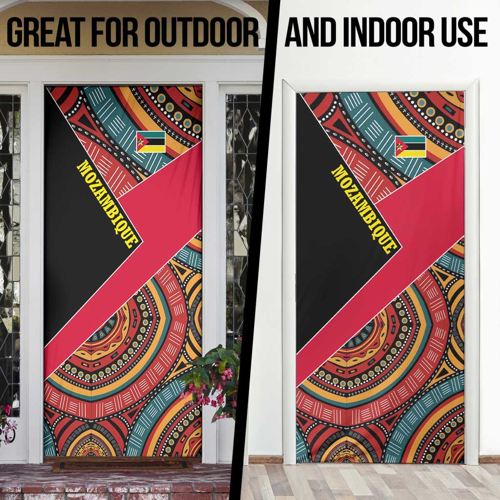 Mozambique Door Cover with Red Black Geometric Design and Tribal Pattern - Wonder Print Shop