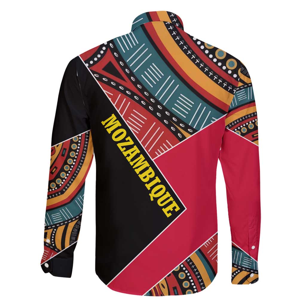 Mozambique Family Matching Long Sleeve Bodycon Dress and Hawaiian Shirt with Red Black Geometric Design and Tribal Pattern - Wonder Print Shop