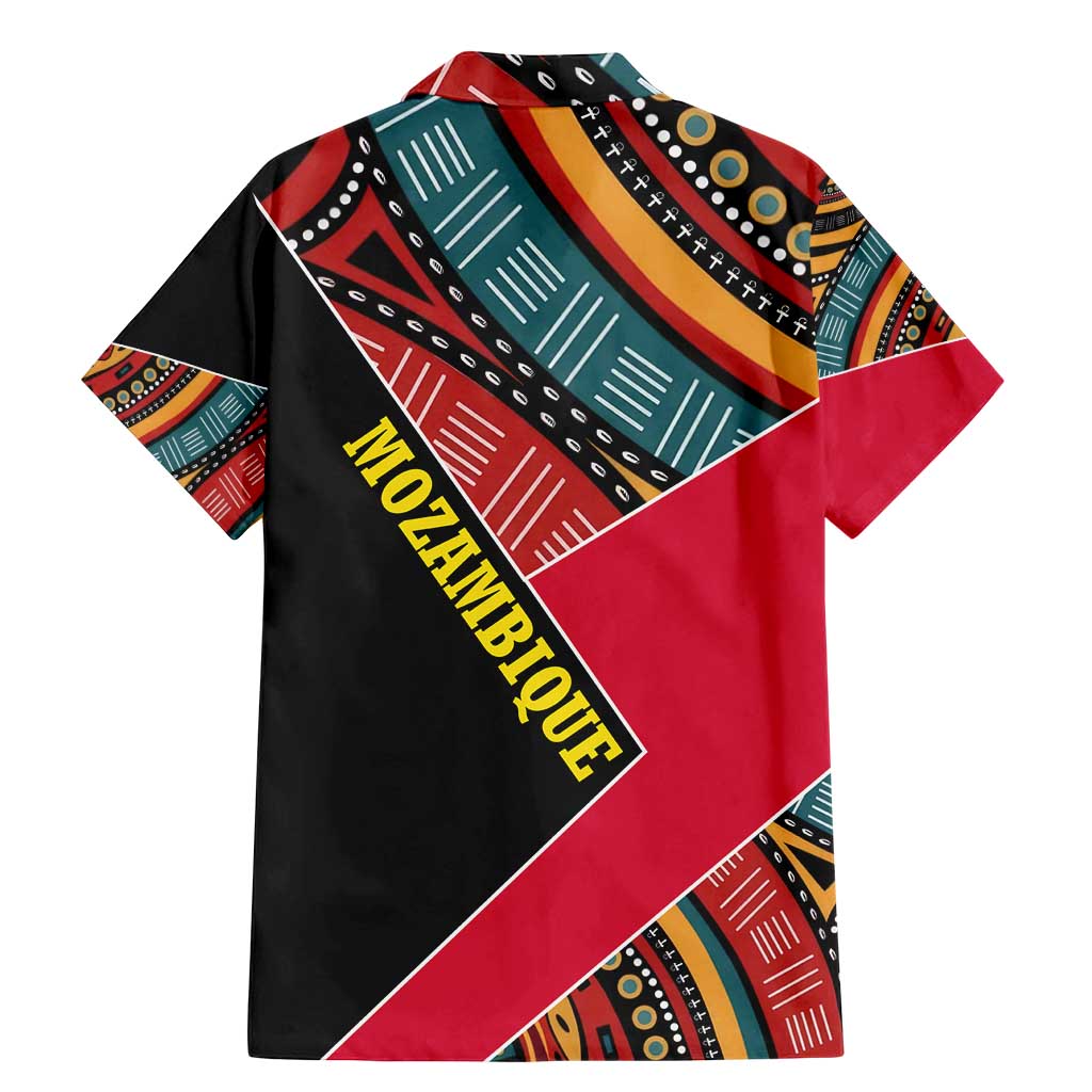 Mozambique Family Matching Mermaid Dress and Hawaiian Shirt with Red Black Geometric Design and Tribal Pattern - Wonder Print Shop