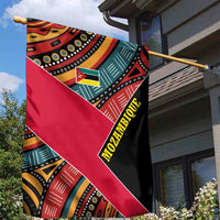 Mozambique Garden Flag with Red Black Geometric Design and Tribal Pattern - Wonder Print Shop