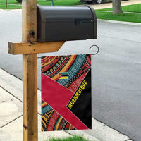 Mozambique Garden Flag with Red Black Geometric Design and Tribal Pattern - Wonder Print Shop