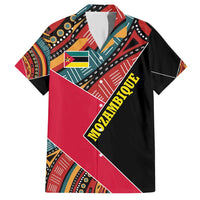 Mozambique Hawaiian Shirt with Red Black Geometric Design and Tribal Pattern - Wonder Print Shop