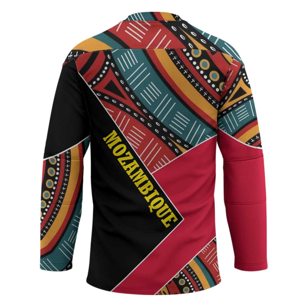 Mozambique Hockey Jersey with Red Black Geometric Design and Tribal Pattern - Wonder Print Shop