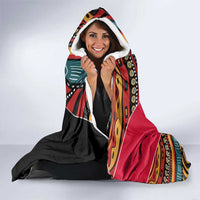 Mozambique Hooded Blanket with Red Black Geometric Design and Tribal Pattern - Wonder Print Shop