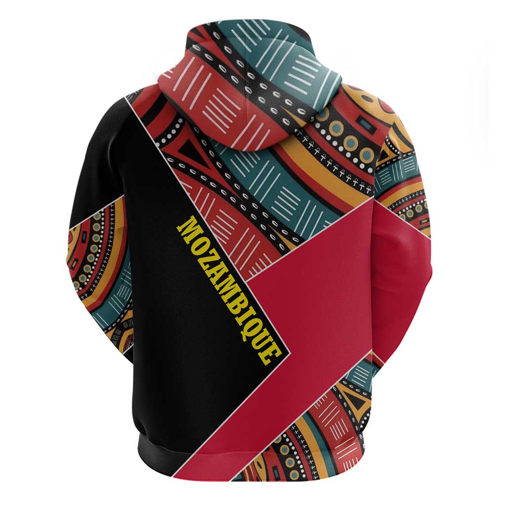 Mozambique Hoodie with Red Black Geometric Design and Tribal Pattern - Wonder Print Shop