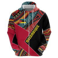 Mozambique Hoodie with Red Black Geometric Design and Tribal Pattern - Wonder Print Shop