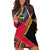 Mozambique Hoodie Dress with Red Black Geometric Design and Tribal Pattern - Wonder Print Shop