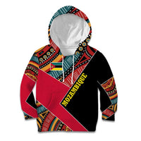Mozambique Kid Hoodie with Red Black Geometric Design and Tribal Pattern - Wonder Print Shop