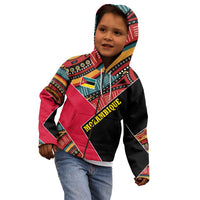 Mozambique Kid Hoodie with Red Black Geometric Design and Tribal Pattern - Wonder Print Shop