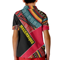 Mozambique Kid Polo Shirt with Red Black Geometric Design and Tribal Pattern - Wonder Print Shop