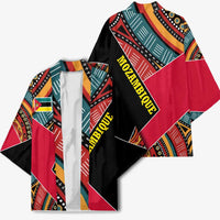 Mozambique Kimono with Red Black Geometric Design and Tribal Pattern - Wonder Print Shop