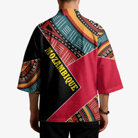 Mozambique Kimono with Red Black Geometric Design and Tribal Pattern - Wonder Print Shop
