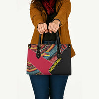 Mozambique Leather Bag with Red Black Geometric Design and Tribal Pattern - Wonder Print Shop