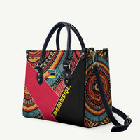 Mozambique Leather Bag with Red Black Geometric Design and Tribal Pattern - Wonder Print Shop