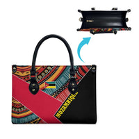 Mozambique Leather Bag with Red Black Geometric Design and Tribal Pattern - Wonder Print Shop