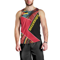 Mozambique Men Tank Top with Red Black Geometric Design and Tribal Pattern - Wonder Print Shop