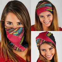 Mozambique Neck Gaiter with Red Black Geometric Design and Tribal Pattern TS04
