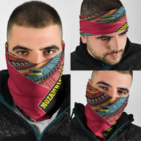 Mozambique Neck Gaiter with Red Black Geometric Design and Tribal Pattern TS04