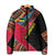 Mozambique Padded Jacket with Red Black Geometric Design and Tribal Pattern - Wonder Print Shop